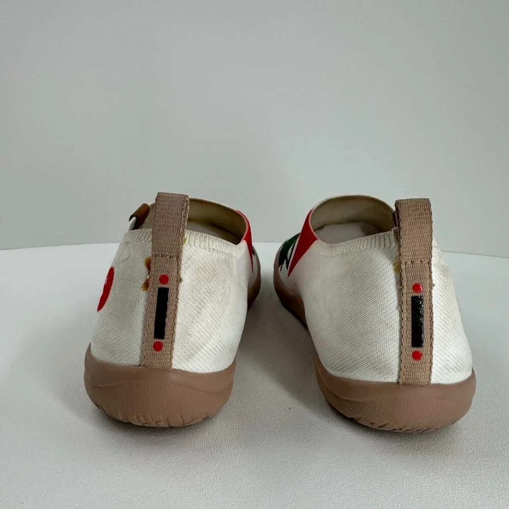 UIN Dance Up Toledo Art Painted Loafers Size 7 Canvas Slip On Flat Sneaker Cream - Picture 6 of 13